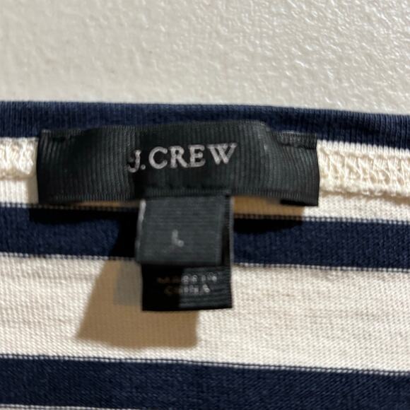 J. Crew Women's Large Stripe Embroidered Lips Kiss Long Sleeve Tunic Top Shirt - Picture 3 of 10